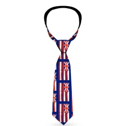 Buckle-Down Necktie - Hawaii Flags Weathered Blue/Red/White