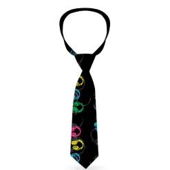 Buckle-Down Necktie - Headphones Buffalo Plaid Black/Neon
