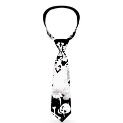 Buckle-Down Necktie - Heart & Cross Bones w/Skulls & Splatter Black/White