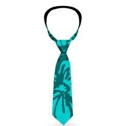 Buckle-Down Necktie - Hibiscus Collage Turquoise Shades