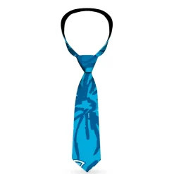 Buckle-Down Necktie - Hibiscus Collage White/Blues