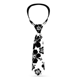 Buckle-Down Necktie - Hibiscus White/Black