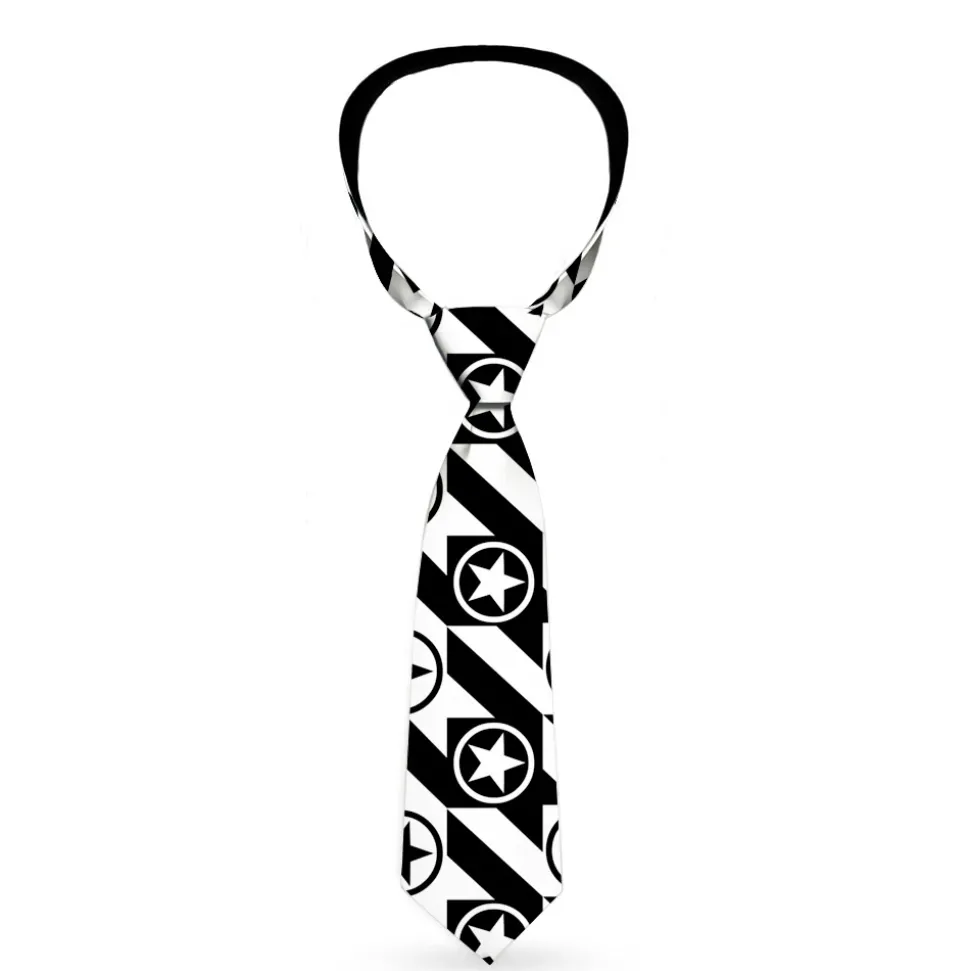 Buckle-Down Necktie - Houndstooth Star Black/White