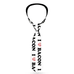Buckle-Down Necktie - I "Heart" BACON White/Black/Bacon