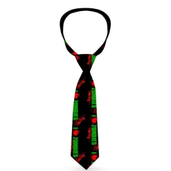 Buckle-Down Necktie - I "Heart" ZOMBIES Bold Splatter Black/Green/Red