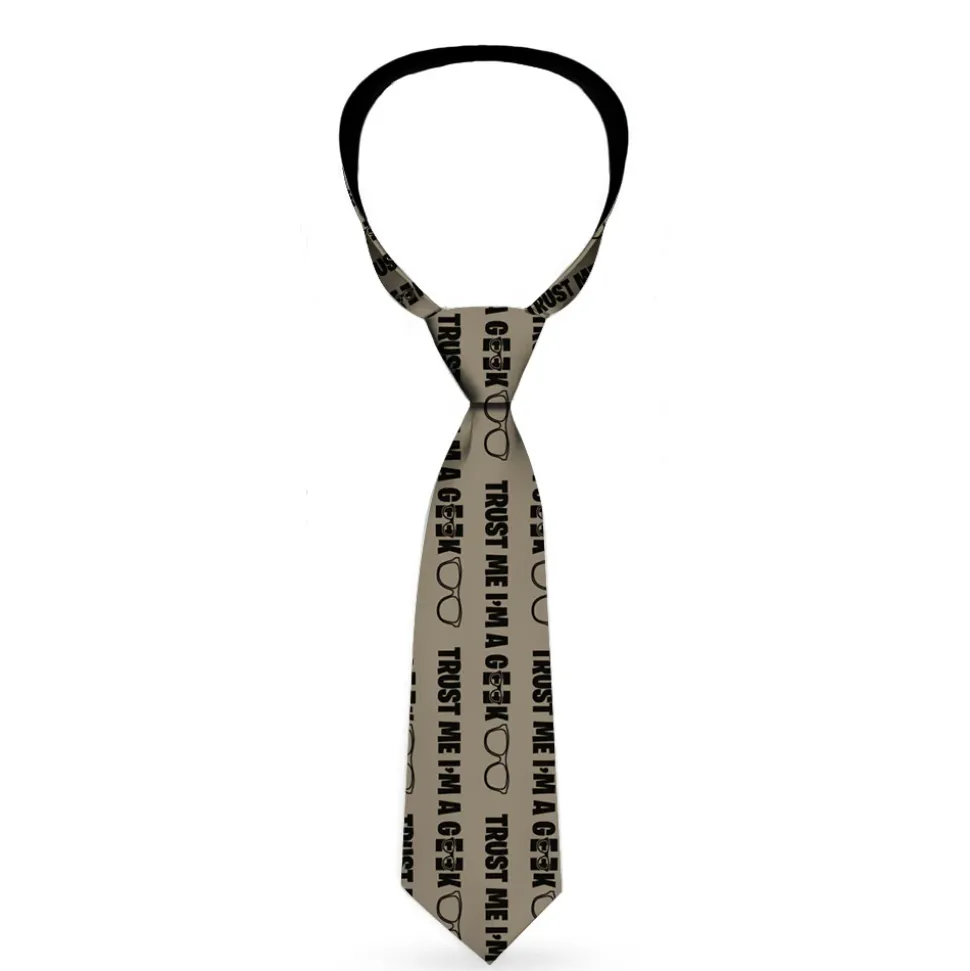 Buckle-Down Necktie - I'M A GEEK/Glasses Gray/Black