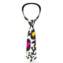 Buckle-Down Necktie - Leopard White/Black/Multi Color