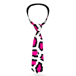 Buckle-Down Necktie - Leopard White/Fuchsia