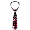 Buckle-Down Necktie - Love Me w/Sketch Stars & Checkers Blk/Fuchsia/Wht