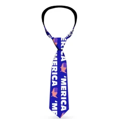 Buckle-Down Necktie - MERICA/USA Silhouette Blue/White/US Flag