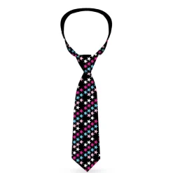 Buckle-Down Necktie - Mini Stars Black/Pink/Blue/White