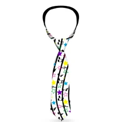 Buckle-Down Necktie - Music Notes Stars White/Black/Multi Color