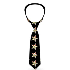 Buckle-Down Necktie - Nautical Star Black/White/Rainbow