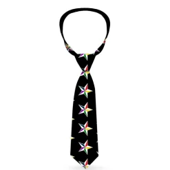 Buckle-Down Necktie - Nautical Star Black/White/Multi Color