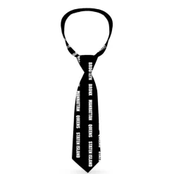 Buckle-Down Necktie - New York's Five Burroughs Bold Black/White