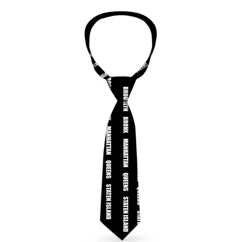 Buckle-Down Necktie - New York's Five Burroughs Bold Black/White