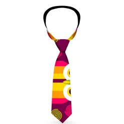 Buckle-Down Necktie - Owls Striped w/Swirls Purple