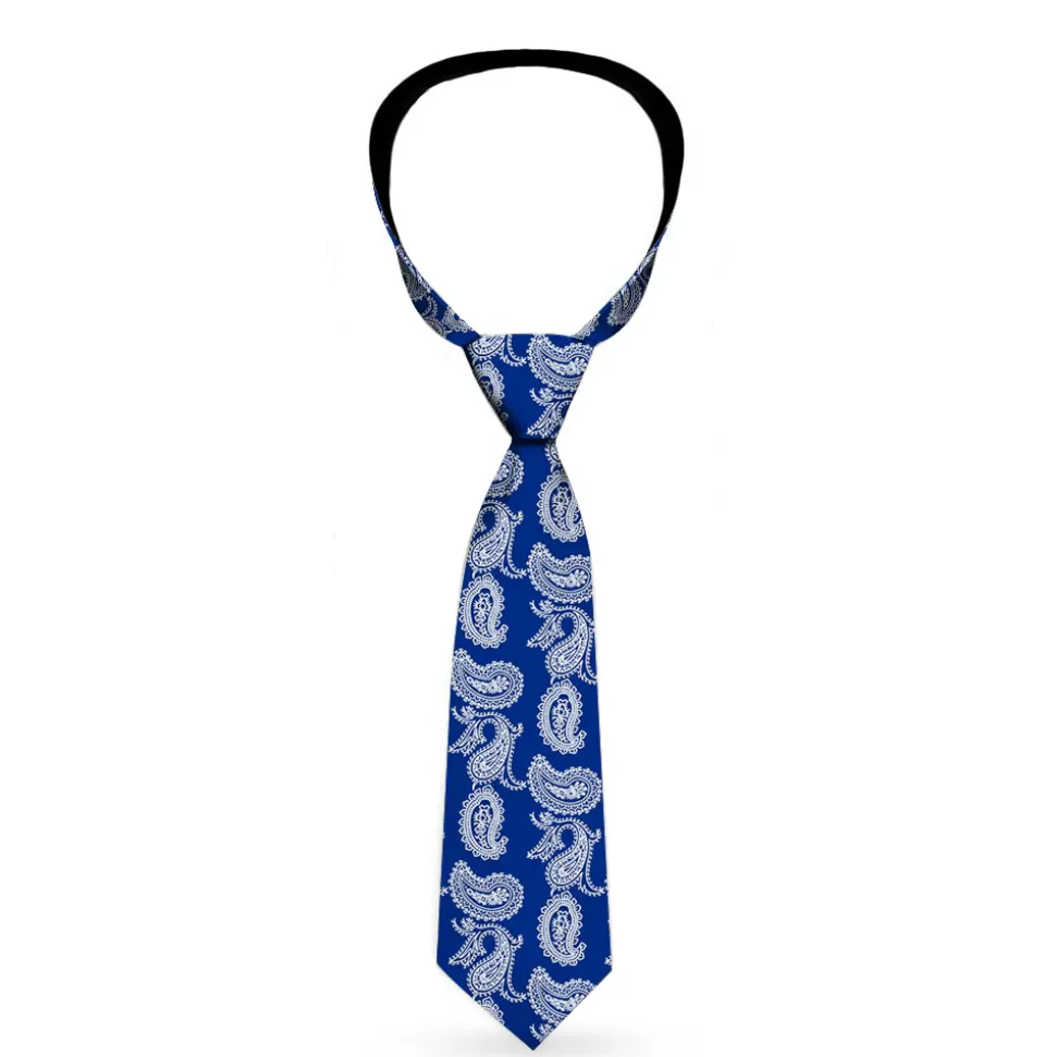 Buckle-Down Necktie - Paisley Blue/White