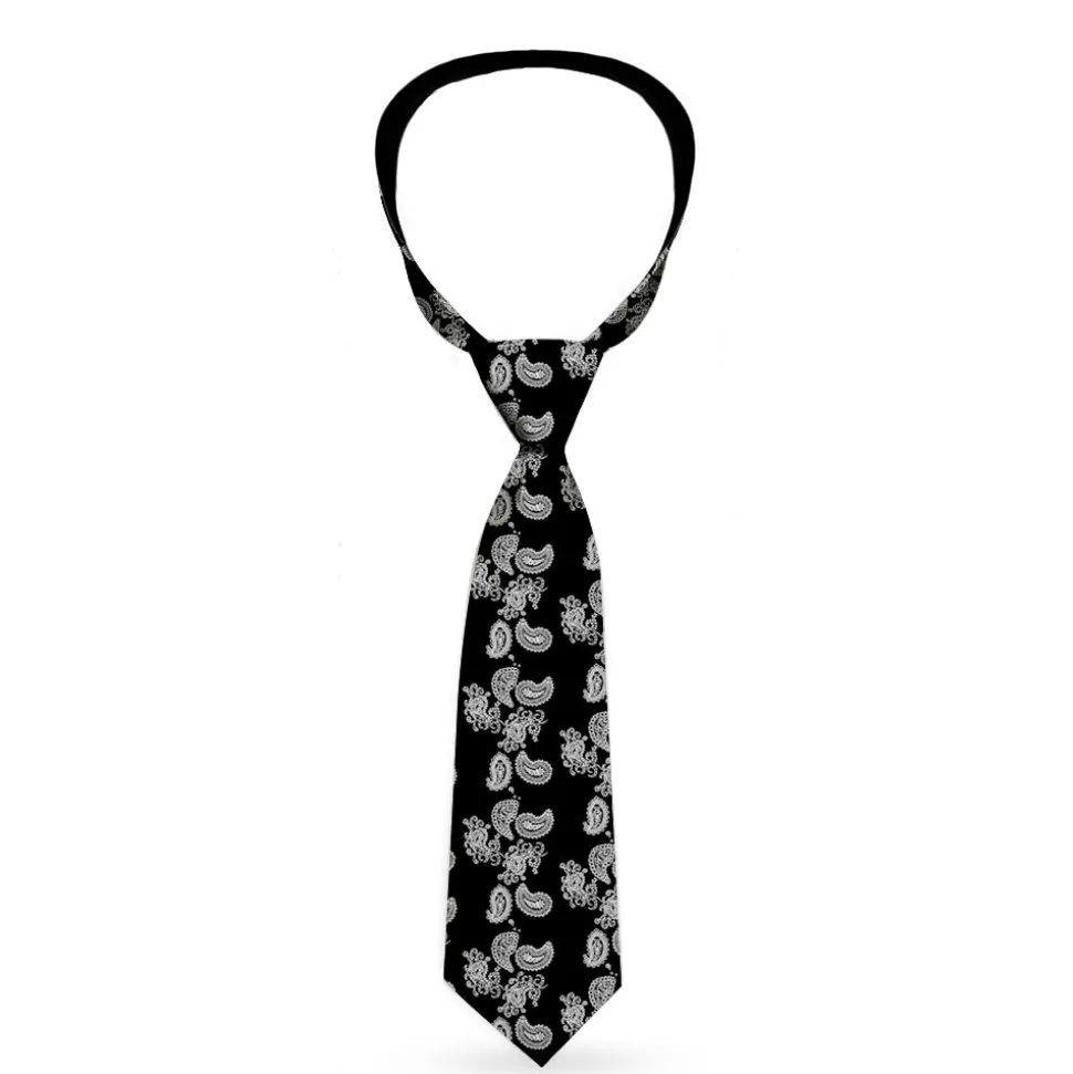 Buckle-Down Necktie - Paisley2 Black/White