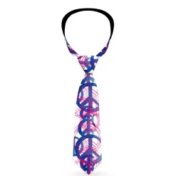 Buckle-Down Necktie - Peace Mixed White/Blue/Pink