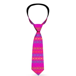 Buckle-Down Necktie - Peace Hearts Repeat Fuchsia/Neon
