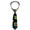 Buckle-Down Necktie - Pixilated Hibiscus Flowers Black/Multi Color
