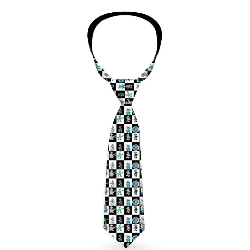 Buckle-Down Necktie - Robot Checkers Black/White