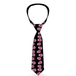 Buckle-Down Necktie - Sugar Skulls Black/White/Fuchsia