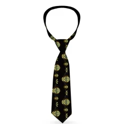 Buckle-Down Necktie - Sugar Skulls Black/Olive/Burgundy