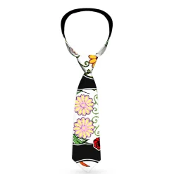 Buckle-Down Necktie - Sugar Skull Outline Black/Multi Color