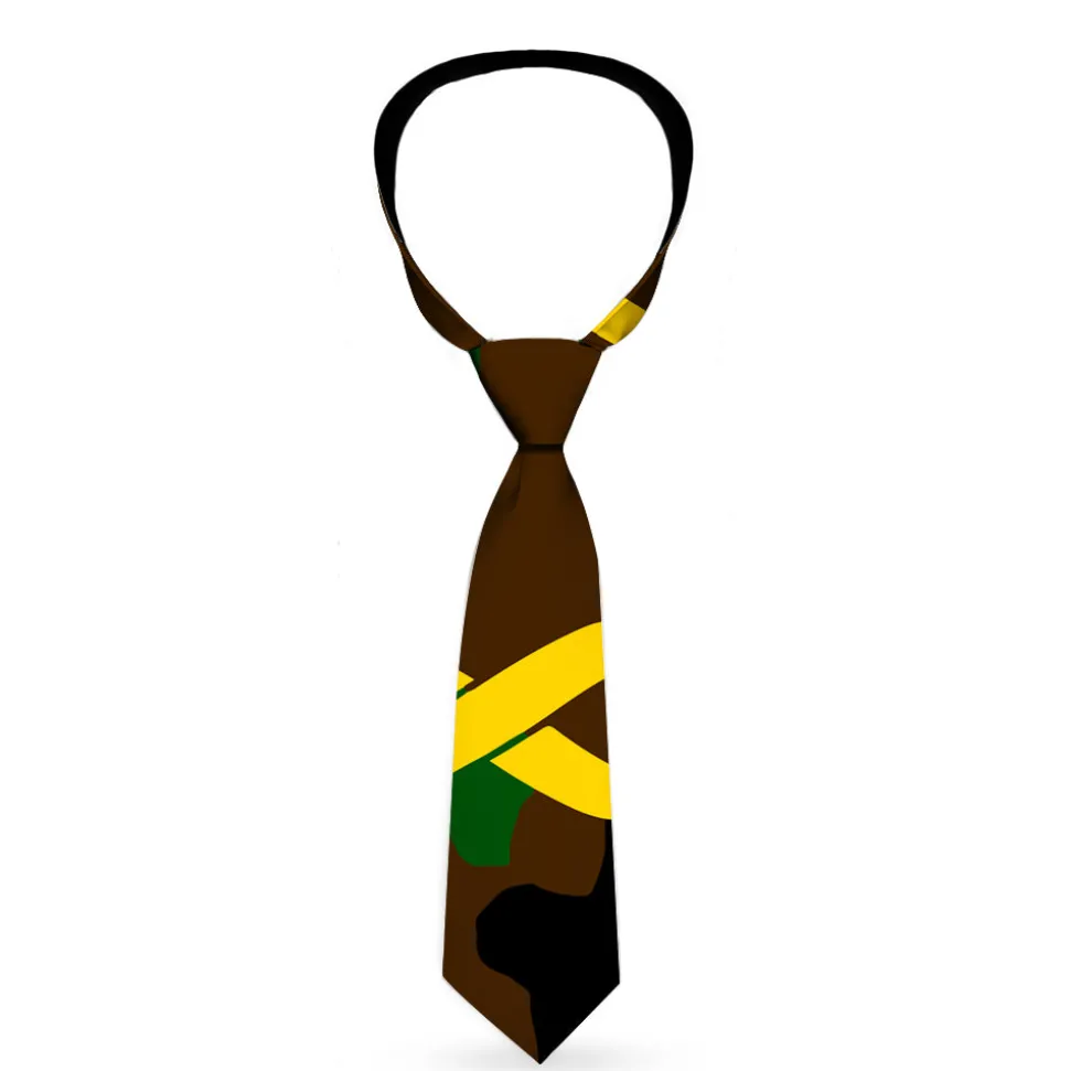 Buckle-Down Necktie - Support Our Troops Camo Olive/Yellow Ribbon