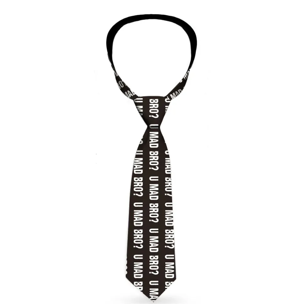 Buckle-Down Necktie - U MAD BRO? Weathered Black/White