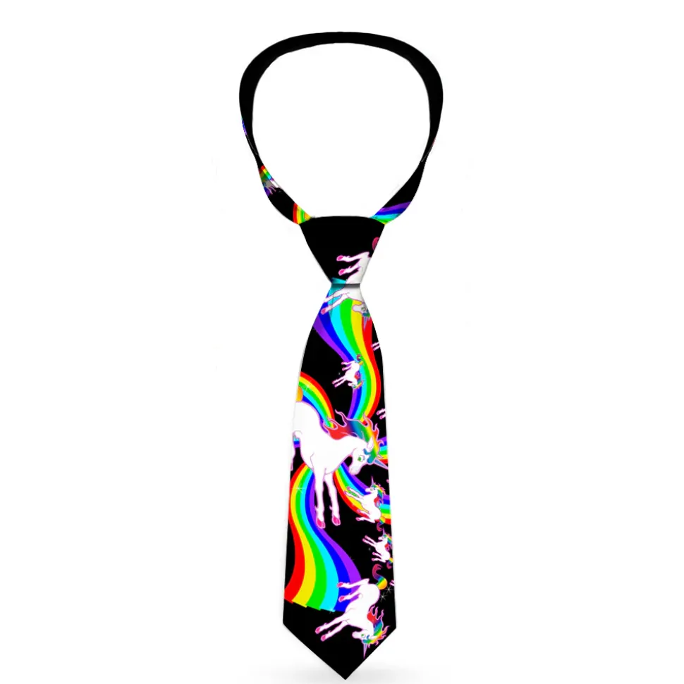 Buckle-Down Necktie - Unicorns/Rainbow Swirl Black