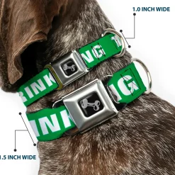 Buckle-Down Seatbelt Buckle Dog Collar - IRISH DRINKING TEAM Green/White