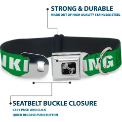 Buckle-Down Seatbelt Buckle Dog Collar - IRISH DRINKING TEAM Green/White