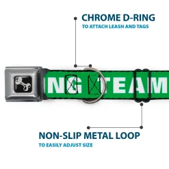 Buckle-Down Seatbelt Buckle Dog Collar - IRISH DRINKING TEAM Green/White