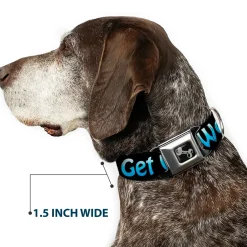 Buckle-Down Seatbelt Buckle Dog Collar - GET WET Black/Baby Blue