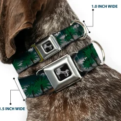 Buckle-Down Seatbelt Buckle Dog Collar - Marijuana Palm Trees/Clouds