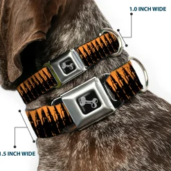 Buckle-Down Seatbelt Buckle Dog Collar - Bullets2 Orange/Black