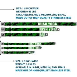 Buckle-Down Seatbelt Buckle Dog Collar - IRISH YOGA Poses/Clovers Greens/Black/White