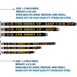 Buckle-Down Seatbelt Buckle Dog Collar - KEEP CALM AND SMOKE UP Black/Rasta