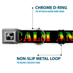 Buckle-Down Seatbelt Buckle Dog Collar - KEEP CALM AND SMOKE UP Black/Rasta