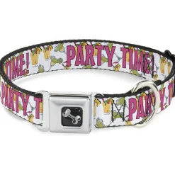 Buckle-Down Seatbelt Buckle Dog Collar - PARTY TIME! w/Drinks