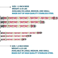 Buckle-Down Seatbelt Buckle Dog Collar - PARTY TIME! w/Drinks