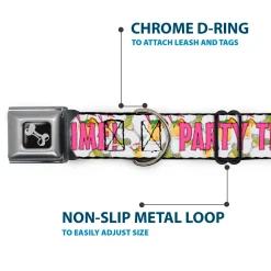 Buckle-Down Seatbelt Buckle Dog Collar - PARTY TIME! w/Drinks