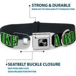 Buckle-Down Seatbelt Buckle Dog Collar - ONE OF US LIKES BIG STICKS/Sticks Black/Brown/Green