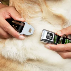 Buckle-Down Seatbelt Buckle Dog Collar - ONE OF US LIKES BIG STICKS/Sticks Black/Brown/Green