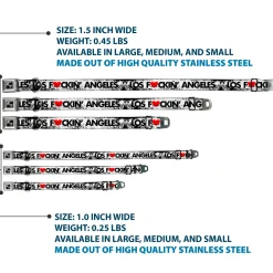 Buckle-Down Seatbelt Buckle Dog Collar - LOS F*CKIN' ANGELES Heart Weathered White/Black/Red