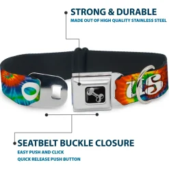 Buckle-Down Seatbelt Buckle Dog Collar - ONE OF US LIKES GRASS/Tie Dye Multi Color/White