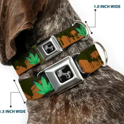 Buckle-Down Seatbelt Buckle Dog Collar - Marijuana Leaf Skyline
